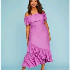 Lane Bryant ruffle off the shoulder maxi dress